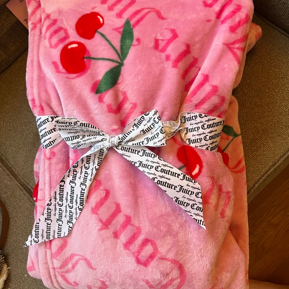 Juicy Couture Pink Blanket with Cherry Motif